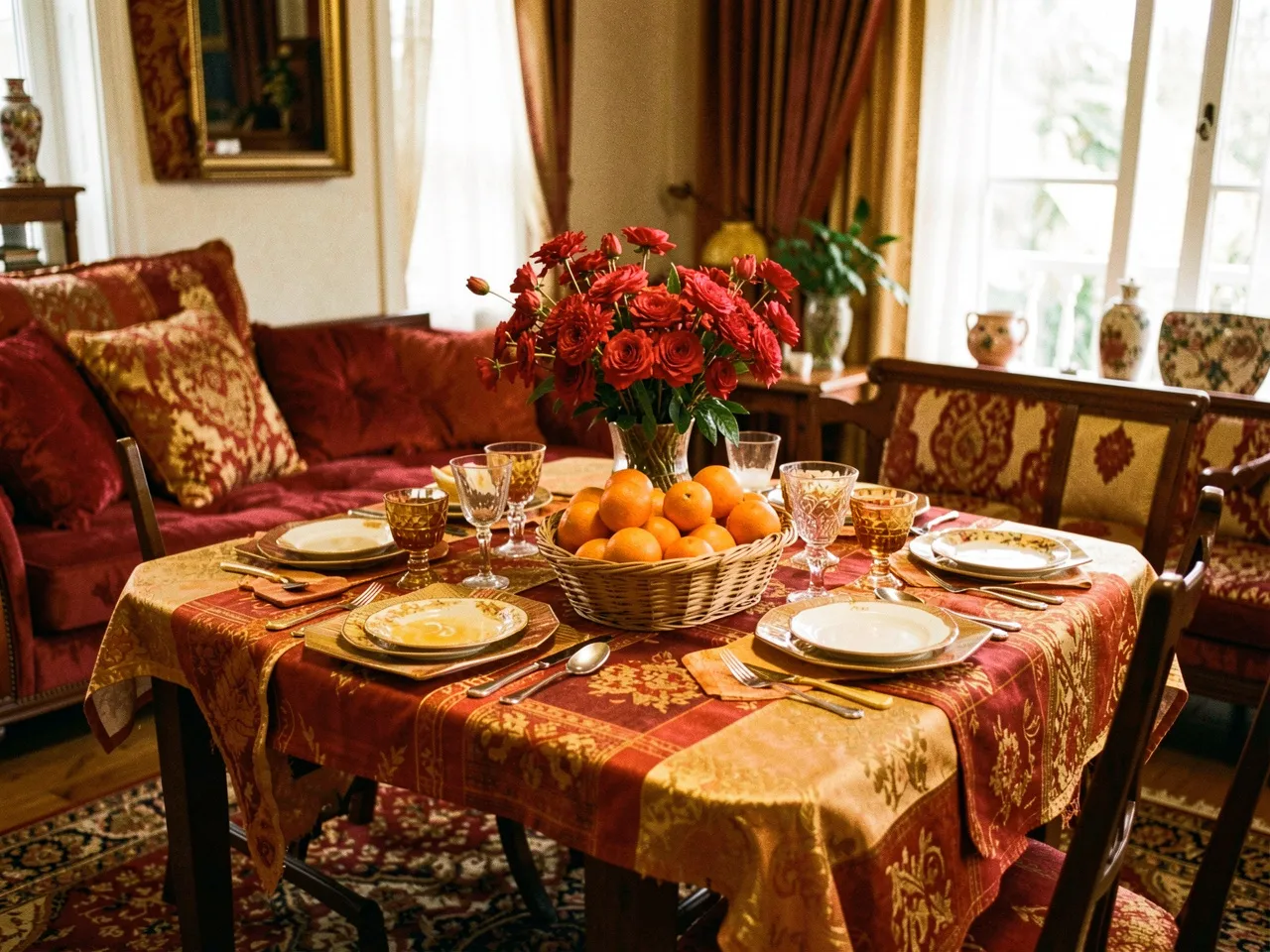 การใช้ของตกแตงสีแดง ทอง ส้ม และโทนอุ่น เสริมพลังไฟอย่างสมดุล